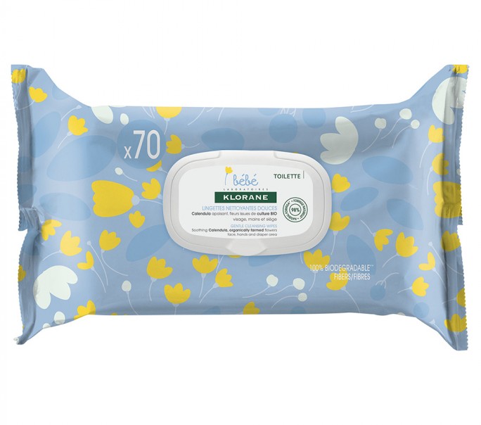 Klorane Bébé Lingettes Nettoyantes Douces X70